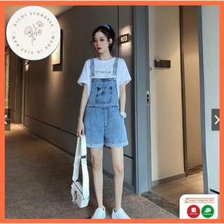 Quần Yếm chữ thêu from đẹp được nhiều yêu thích Kichistore , Quần Yếm thiết kế đa dạng mẫu mã M04
