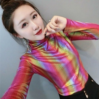 Áo thun tay dài cổ lọ thiết kế ôm sát tôn dáng