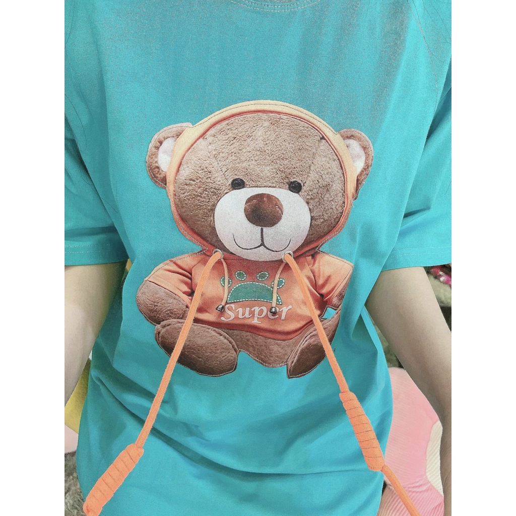 Áo Thun Hình Thêu Nổi Hình Gấu Dây Quảng Châu Cao Cấp  - AT2 | BigBuy360 - bigbuy360.vn