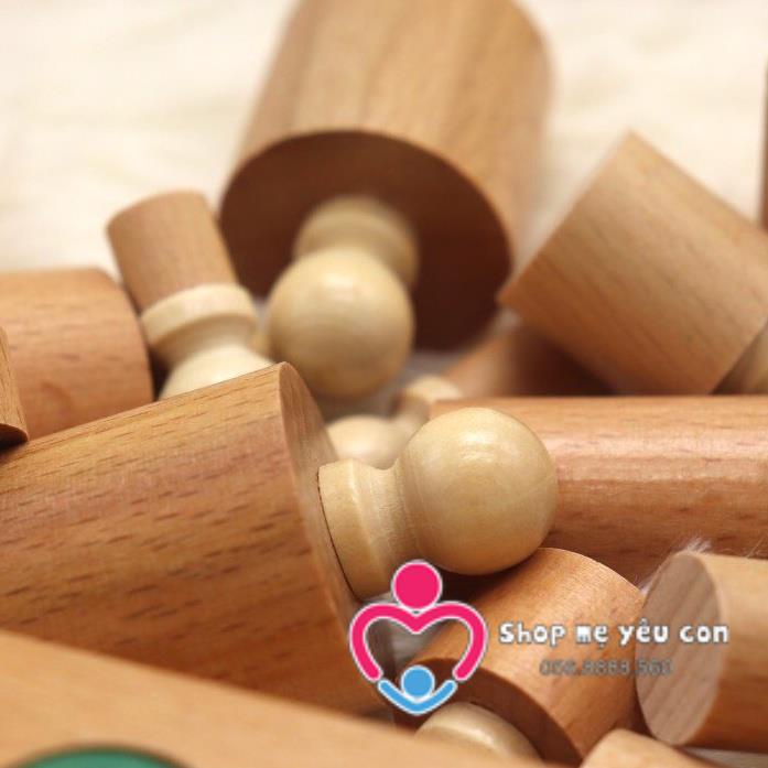 Combo 2 MÓN trụ có núm và không núm size nhỏ cho bé học tại nhà - Giáo cụ Montessori