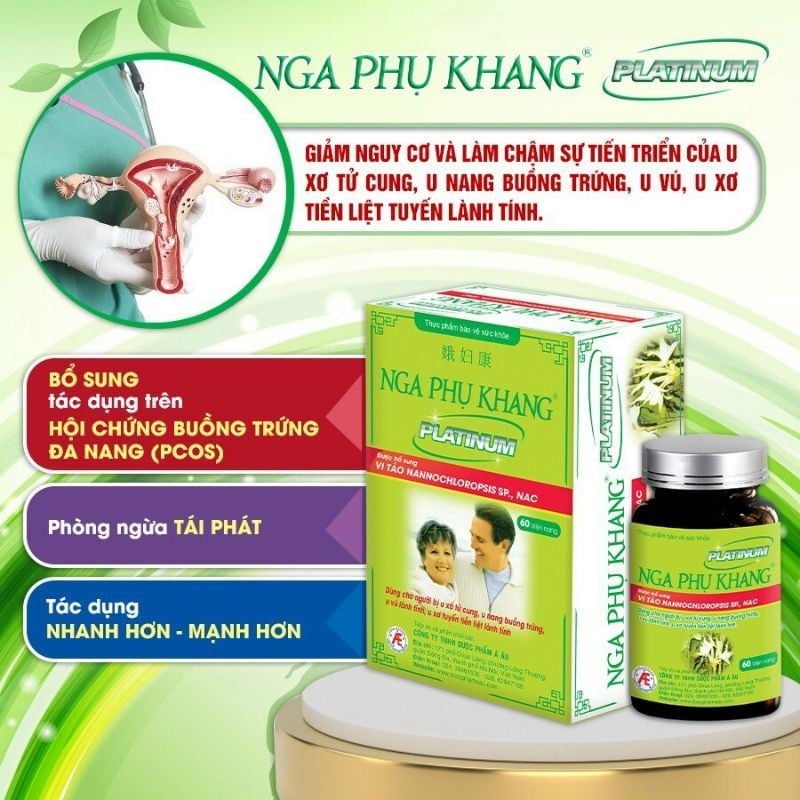 Nga phụ khang Platinum Lọ 60v hàm lượng cao hơn tốt hơn, mẫu mới, hỗ trợ giảm u nang buồng trứng, u xơ tử cung