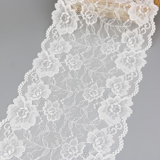 Cuộn dây ren trắng co giãn 21cm để trang trí