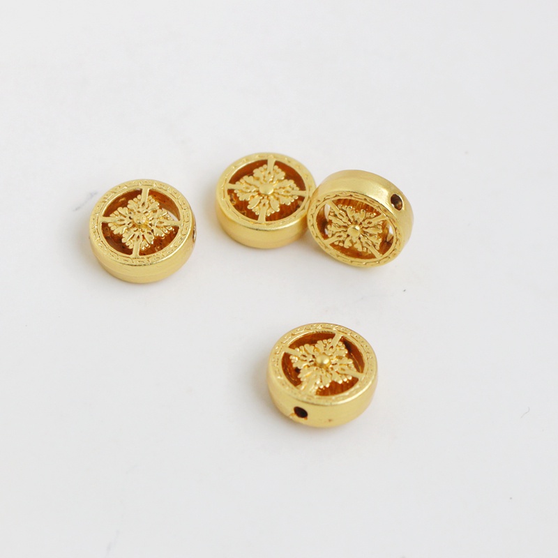 Hạt Xâu Làm Trang Sức Hai Mặt 12mm Màu Vàng 18k diy
