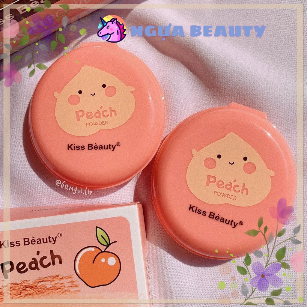 🦄 Phấn nền Quả Đào Peach Powder Kiss Beauty nội địa sỉ tốt chống nắng tốt che khuyết điểm mịn da NGỰA BEAUTY