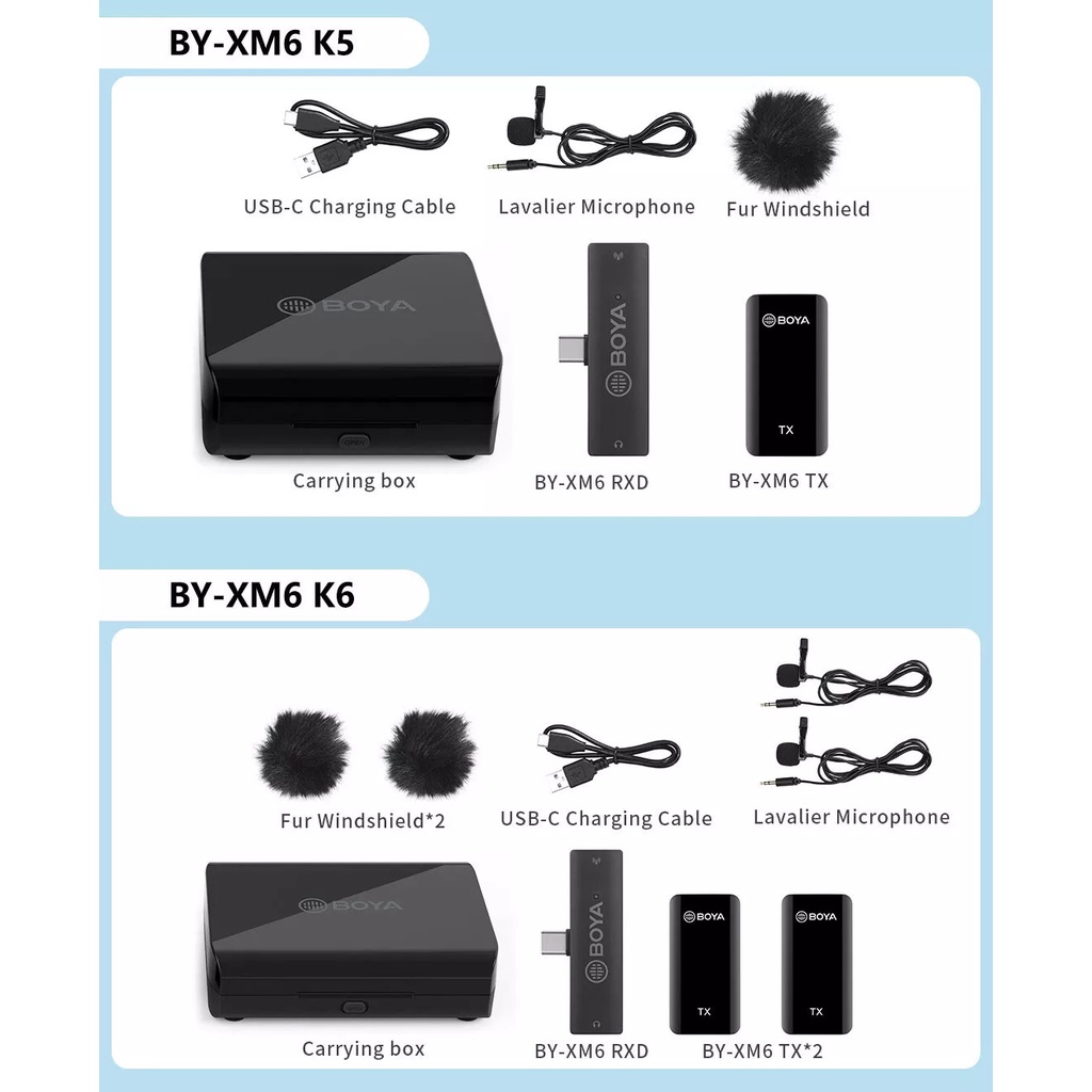 BOYA BY-XM6-K3 / XM6-K4 / XM6-K5 / XM6-K6 - Mic Thu Âm Không Dây Dành Cho Điện Thoại - Hàng Chính Hãng