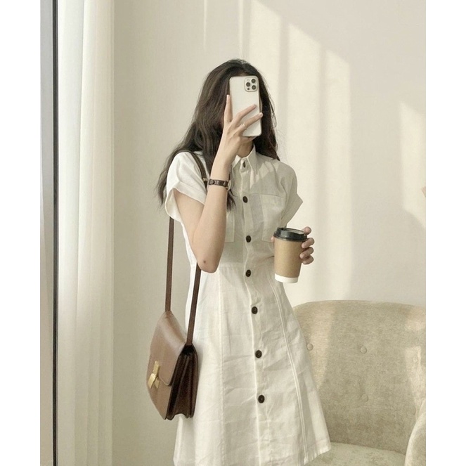 Đầm váy sơ mi 2 túi 3 màu xuongvnxk vnxk