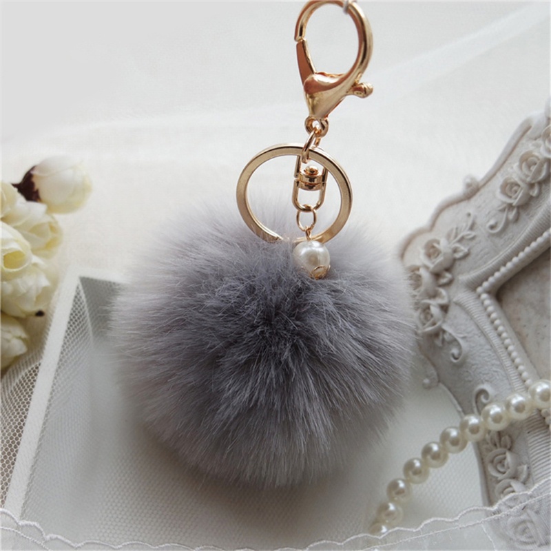 Móc Khóa Búp Lông Thỏ 8cm Xinh Xắn