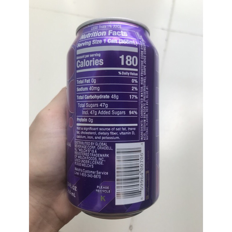 Nước ngọt Welch’s nho 355ml Mỹ date 6/22