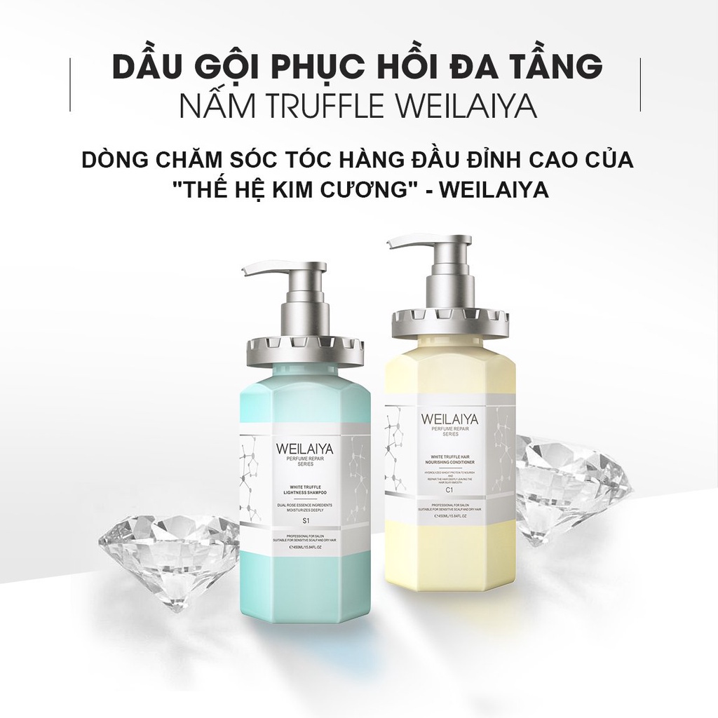 Bộ dầu gội phục hồi tóc Weilaiya HOKA  chính hãng cho tóc nhuộm làm sạch gàu ngừa nấm hương nước hoa 450ml
