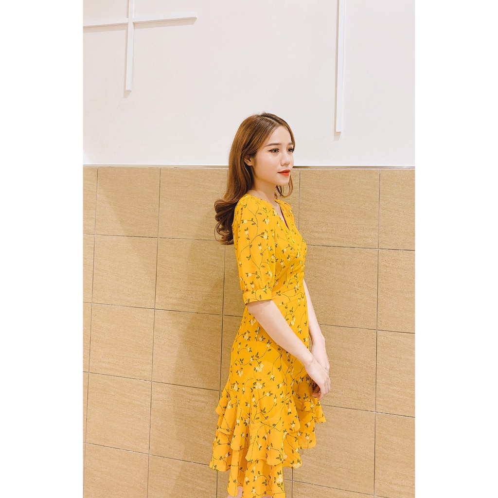 [Mã WABRWA15 giảm 15% đơn 300K] Đầm xòe ngắn tay vạt lệch 2 tầng bèo - 20Again - DEA0320 | BigBuy360 - bigbuy360.vn