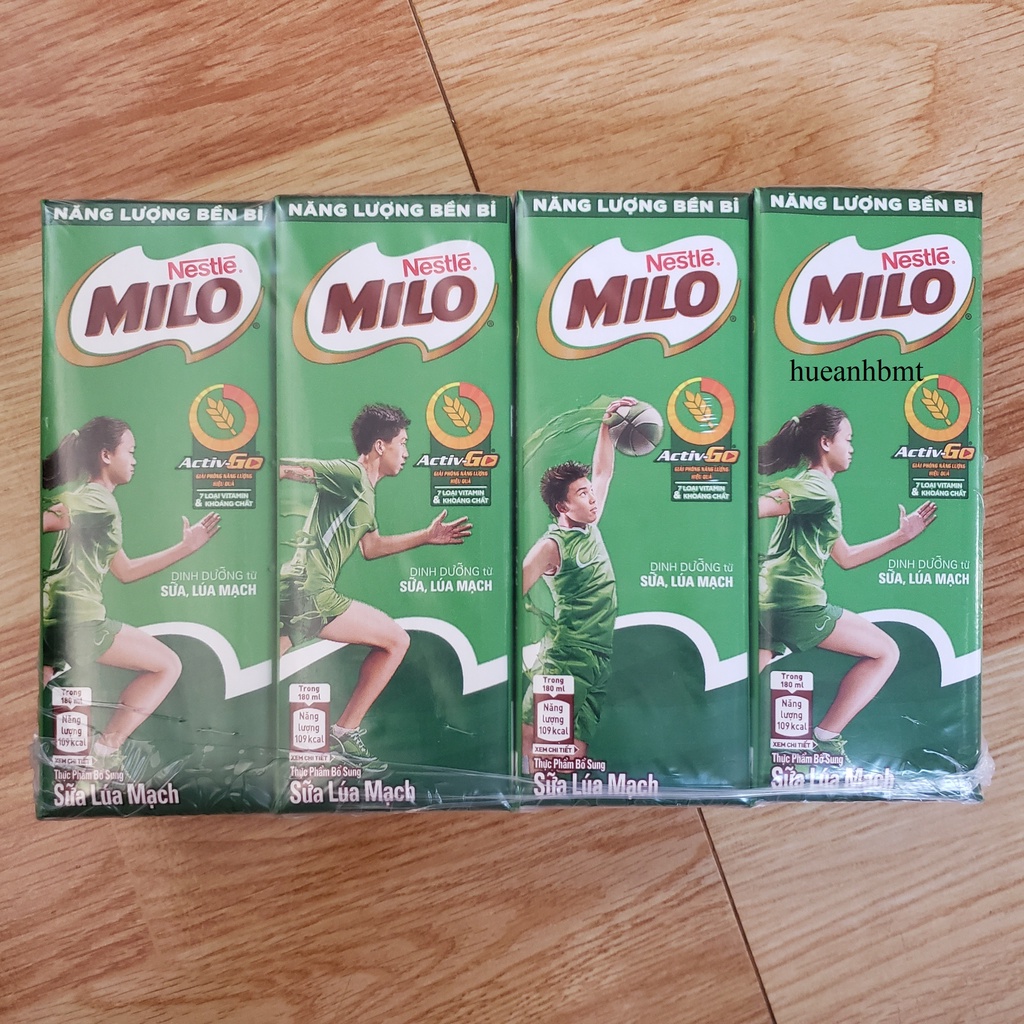 Lốc 4 hộp sữa lúa mạch Milo Active Go 180ml