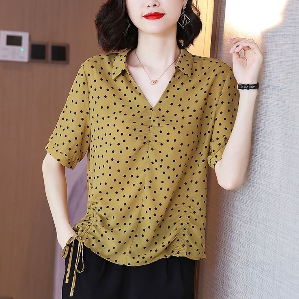 Áo sơ mi chiffon tay lửng thời trang dành cho phụ nữ trung niên