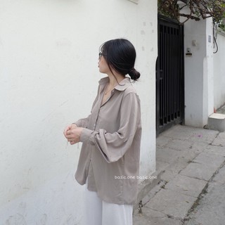 Áo sơ mi tay bồng cách điệu