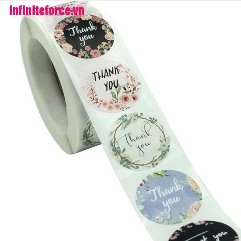 Cuộn 500 Sticker Chữ Thank You Xinh Xắn Dùng Trong Trang Trí