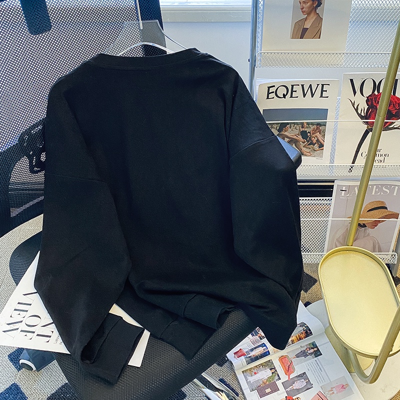 SUXI Áo Nỉ Nữ Dài Tay Cổ Tròn Có In Chữ Thời Trang Hàn Quốc Mới