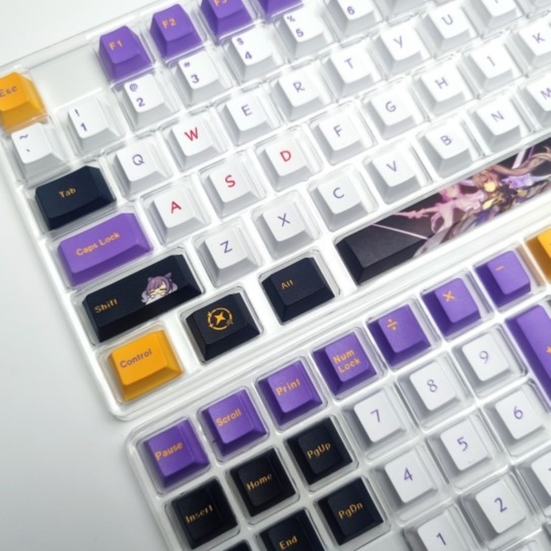 Keqing Keycap Cherry Profile Genshin Impact Chủ đề Keycaps Anime PBT Thuốc nhuộm thăng hoa Bàn phím cơ Keycaps 128 Phím