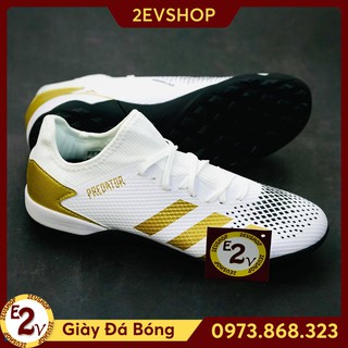 [FreeShip] [Tặng Tất/Túi] Giày Đá Bóng 𝗧𝗙 𝗣𝗿𝗲𝗱𝗮𝘁𝗼𝗿 𝟮𝟬 Trắng sọc vàng Đã Khâu