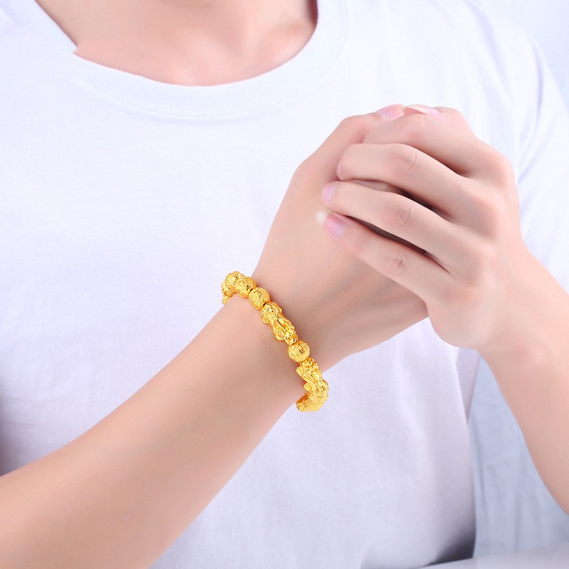 Vòng tay hạt Phật giáo tỳ hưu 3D màu vàng kim nhiều kiểu tùy chọn cho nam