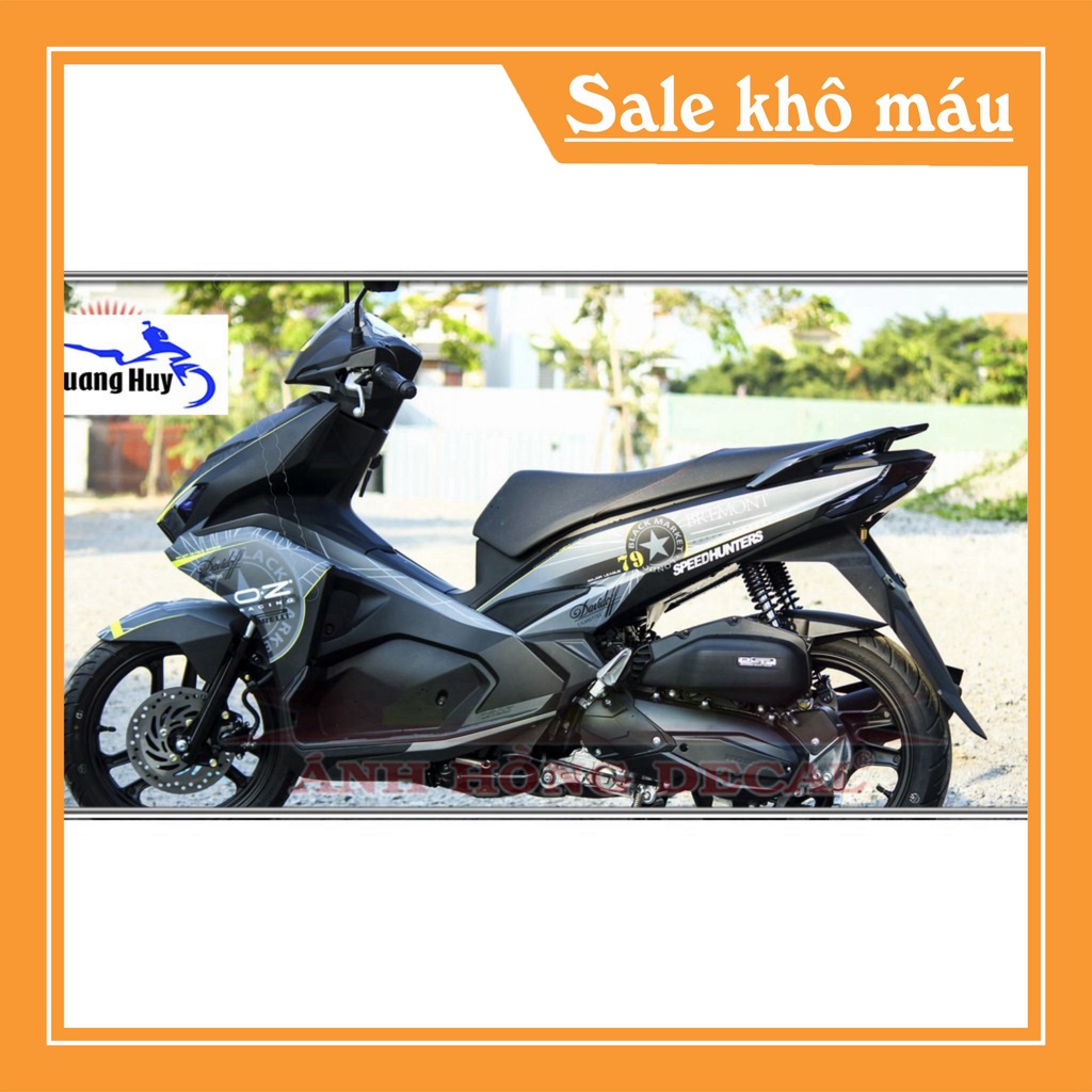 Giảm 5k Tem trùm air blade đen xám đời 2016-2019, độ team trùm ab dán phủ dàn áo xe đen xám rẻ đẹp