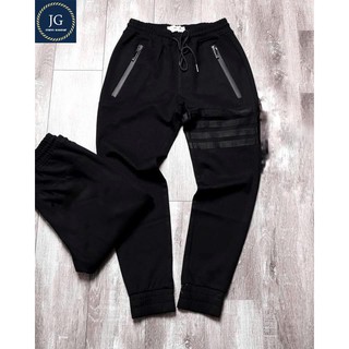 Quần dài thể thao nam, Quần Jogger nam thu đông co giãn ống bo phối dây rút