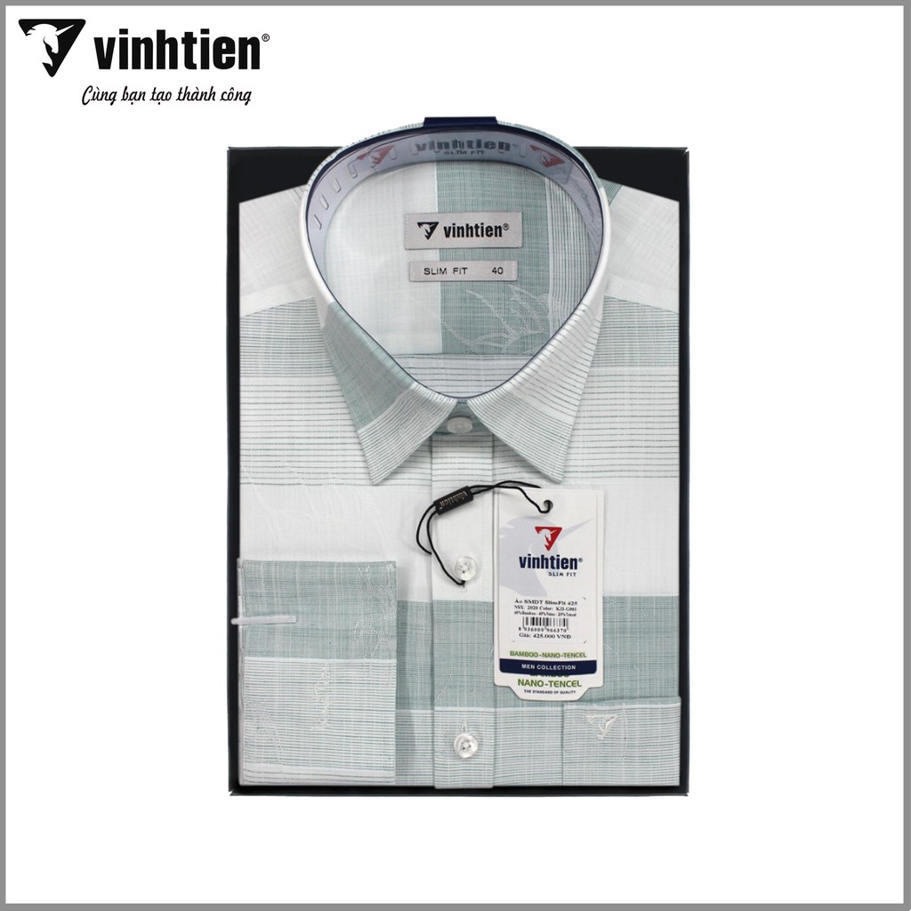 Áo sơ mi nam tay dài vạt bầu Slim Fit Bamboo Vĩnh Tiến 465 - G003