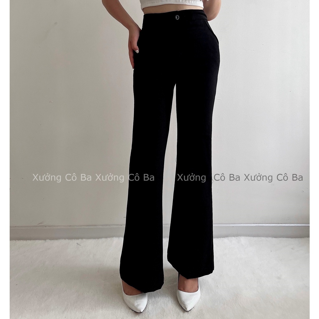 Quần tây ống loe nữ công sở tôn dáng cạp cao - Quần ống bass tuyết mưa lưng cao - Xưởng Sỉ Cô Ba -