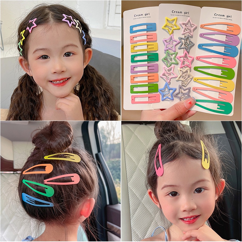 Set 6/10/12 kẹp tóc hợp kim nhiều màu sắc phong cách Hàn Quốc thời trang cho bé gái