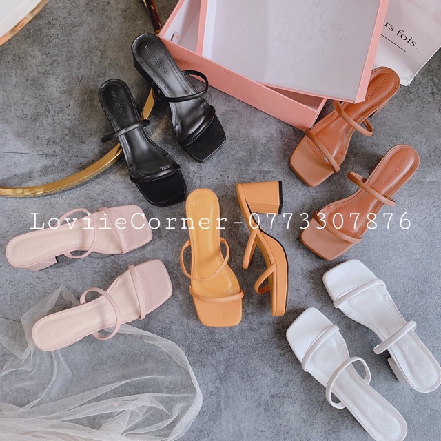 GUỐC NỮ LOVIIECORNER - DÉP GUỐC 9 PHÂN - GUỐC NỮ DÂY MẢNH - DÉP CAO GÓT 2 QUAI NGANG XỎ NGÓN D190907