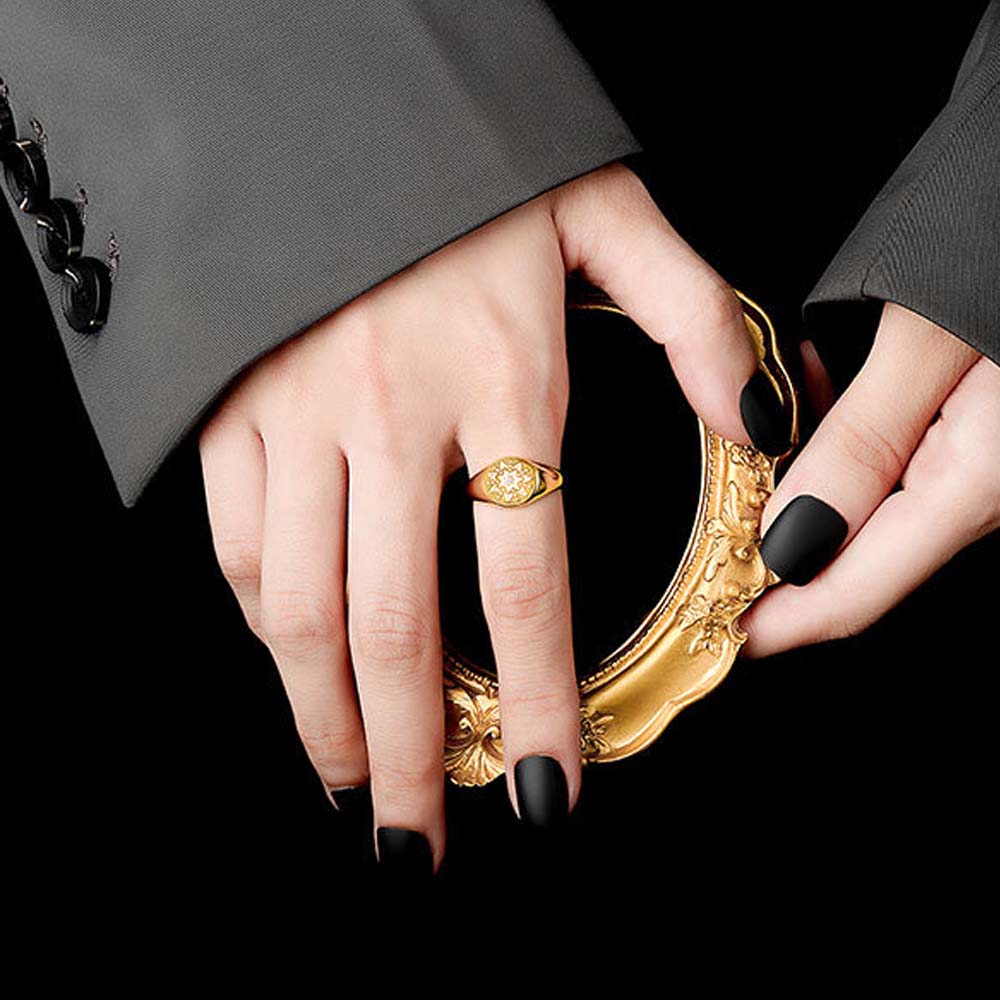 Nhẫn bằng kim loại hình hoa hướng dương đính đá giả thời trang cho nữ