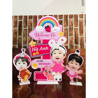Set sinh nhật 2 chibi 30cm, 2 chibi 25cm, 1 welcom 60cm