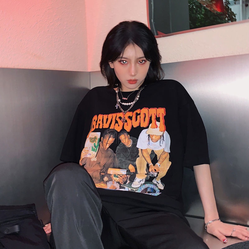 COZOK Áo Thun Ngắn Tay Dáng Rộng Thời Trang Hip hop Cá Tính