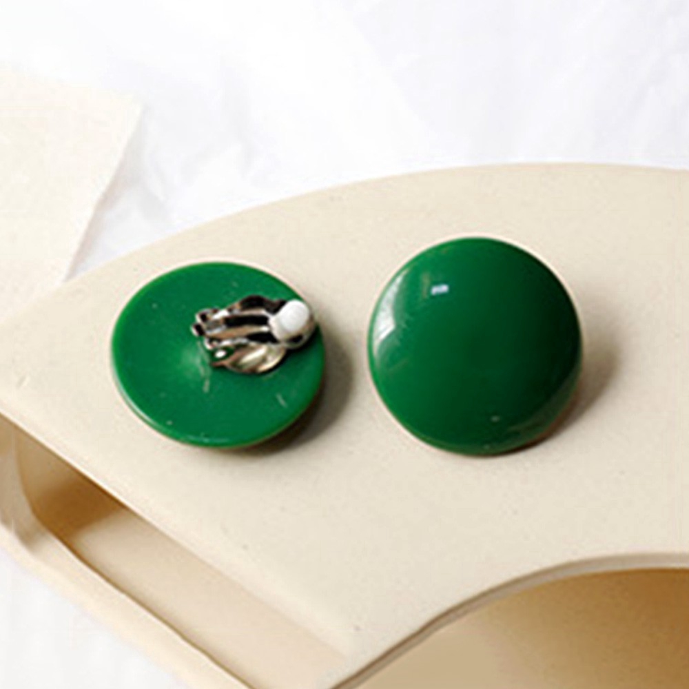 Khuyên kẹp vành tai không lỗ bằng nhựa Resin hình tròn/chữ nhật cho nữ