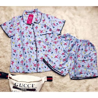 Bộ ngủ kate Thái pijama ( quần đùi, áo cộc )