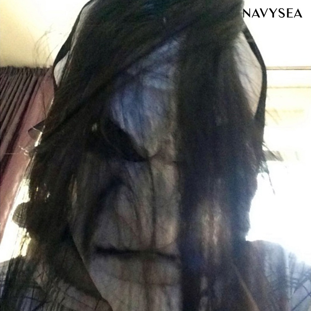 Mặt nạ hóa trang Halloween hình ma quỷ tóc đen đáng sợ thoáng khí