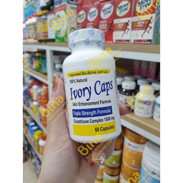 Viên uống hỗ trợ trắng da Ivory Caps Glutathione Complex 1500mg 60 viên của Mỹ