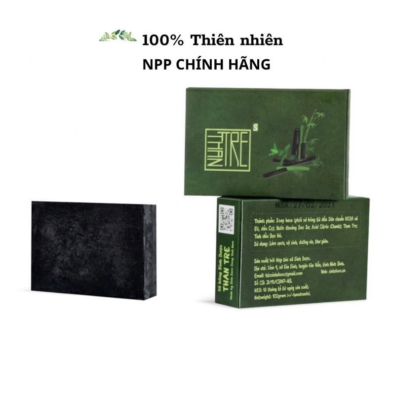 SINH DƯỢC Xà phòng xà bông than tre thiên nhiên hữu cơ organics handmade tẩy tế bào chết bạc hà sảng khoái mát lạnh