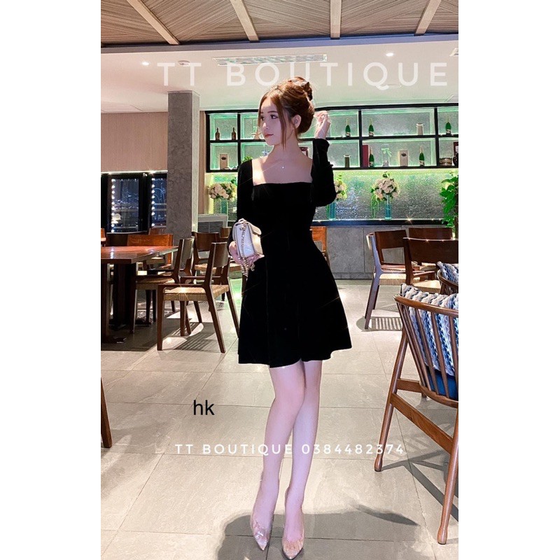 Váy Nhung Pha Xích Lưng Có Lưới