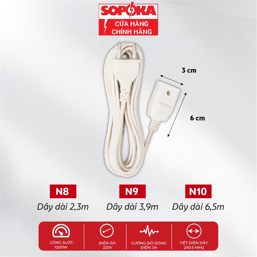 Dây nguồn phích âm SOPOKA N8N10 dây 2,3m6,5m