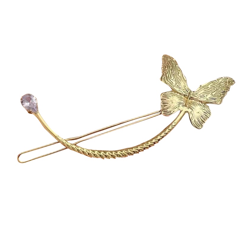 Kẹp Tóc Hình Bướm Đính Ngọc Trai Phong Cách Retro Cho Nữ