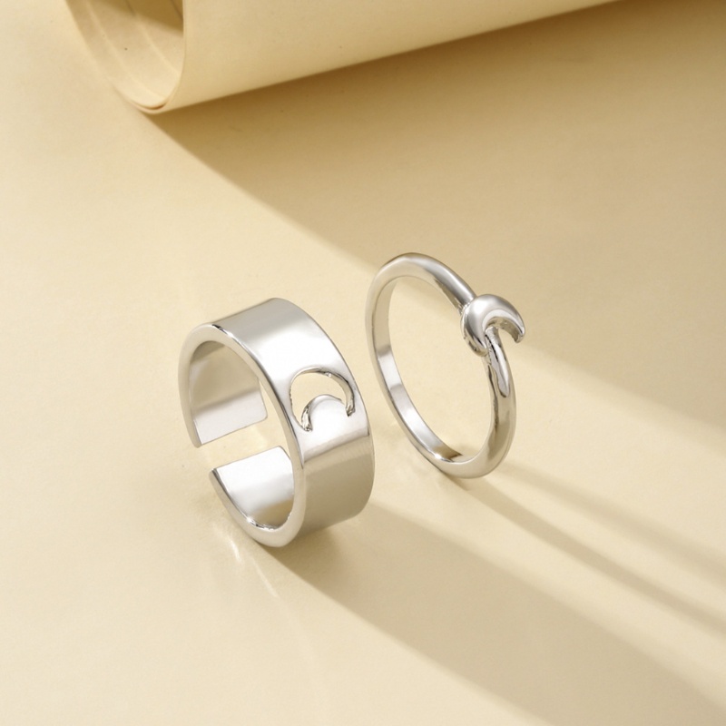 Nhẫn Hở Hình Mặt Trăng Phong Cách Vintage Có Thể Điều Chỉnh Kích Cỡ