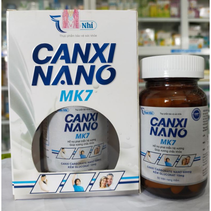 Canxi Nano MK7- Bổ Sung Canxi Cho Bà Bầu, Trẻ Em và Người Thiếu Hụt Canxi- Lọ 50 Viên