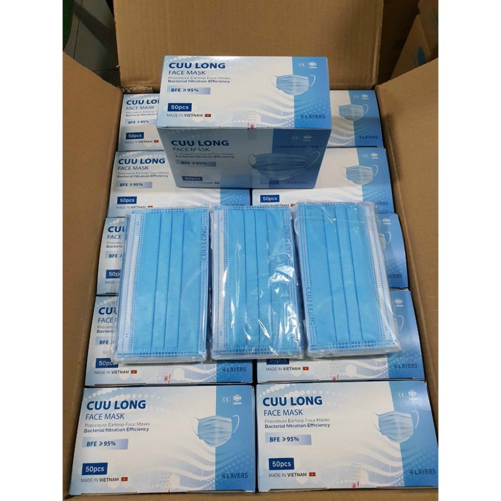 Khẩu trang y tế 4 lớp | Khẩu trang kháng khuẩn CỬU LONG , hàng chính hãng bộ y tế khuyên dùng ( hộp 50 cái) KT Y TẾ | BigBuy360 - bigbuy360.vn