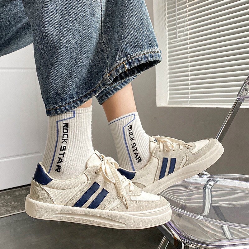 (ảnh+video) giày nữ sườn sọc phối da lộn from thể thao