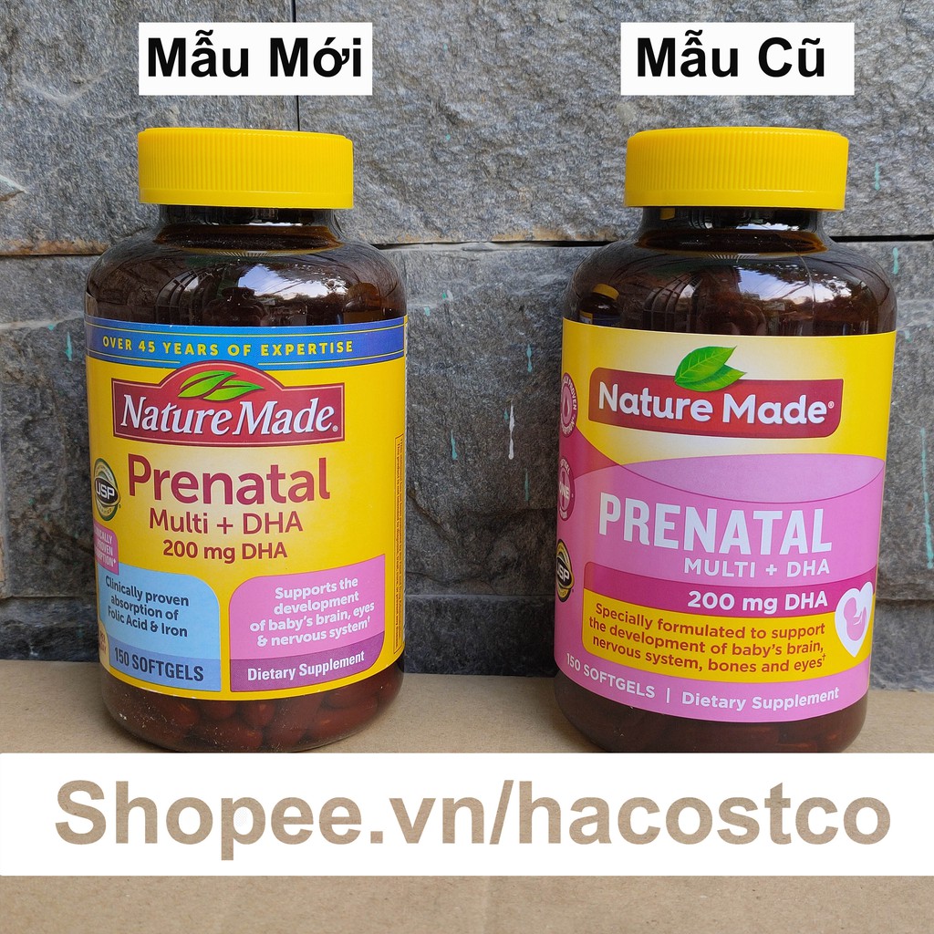 [150 Viên] Viên Uống Prenatal Multi DHA Nature Made Vitamin tổng hợp Cho Bà Bầu  - Mẫu Mới