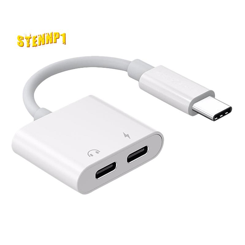Thiết bị chuyển đổi 2 cổng tai nghe USB C màu trắng thích hợp cho Huawei Samsung Xiaomi