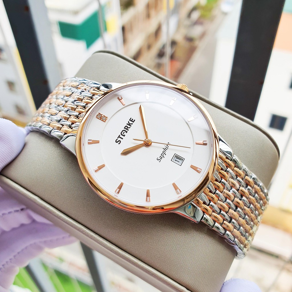 Đồng hồ Nam chính hãng Starke SK001-Máy Pin Quartz-Dây kim loại thép không gỉ đúc đặc cao cấp-Size 38mm