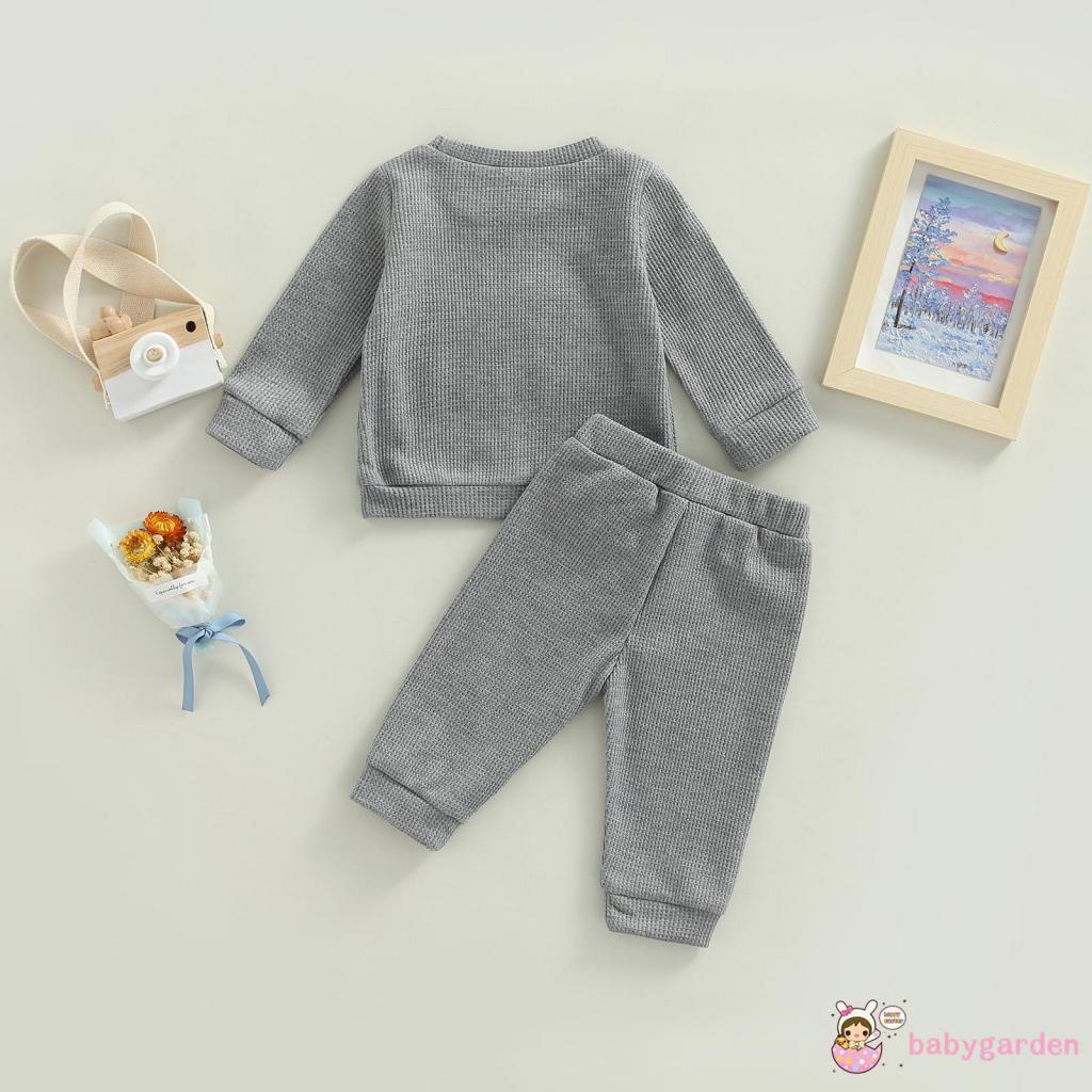 Bộ Áo Thun Tay Dài Cổ Tròn + Quần Dài Họa Tiết Cầu Vồng Dành Cho Bé 0-24 Tháng Tuổi