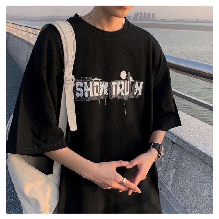Áo phông nam nữ, áo thun tay lỡ form rộng chất cotton in hình TRUTH