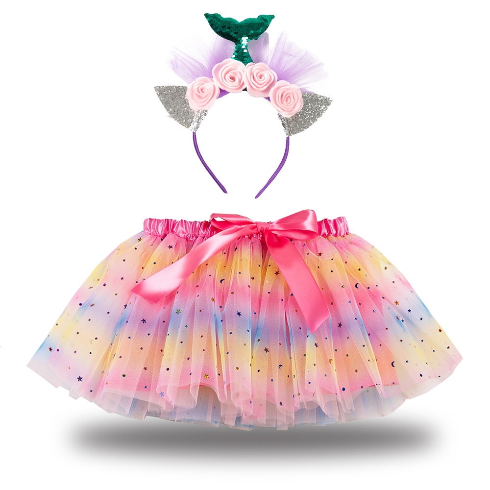 Đầm Xoè Tutu Màu Sắc Cầu Vồng Cho Bé Gái 12 Tháng-8 Tuổi