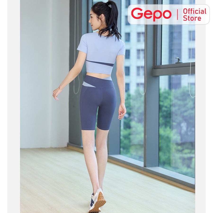 Quần đùi thể thao chuyên tập gym yoga nữ cạp cao nâng hông bó sát đàn hồi GEPO GP106